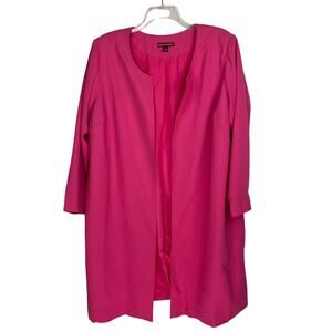 Jessica London Pink Open-Front Classic Long Collarless Blazer Lined Jacket Sz 18